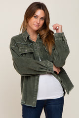 Olive Corduroy Maternity Shirt Jacket