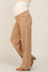 Camel Slim Fit Maternity Dress Pants