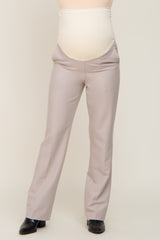 Taupe Wide Leg Maternity Dress Pants