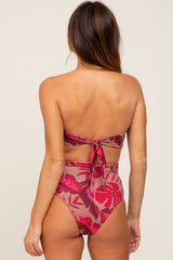 Red Tropical Print High Tied Waist Two-Piece Bikini Set