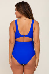 Royal Blue Crisscross Maternity One Piece Swimsuit