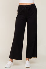 Black Basic Drawstring Waist Lounge Pants