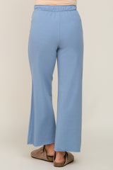 Blue Basic Drawstring Waist Maternity Lounge Pants