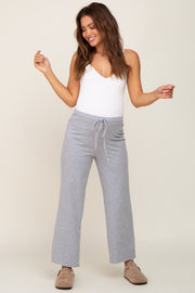 Heather Grey Basic Drawstring Waist Maternity Lounge Pants