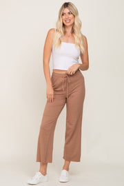 Mocha Basic Drawstring Waist Lounge Pants