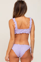 Lavender Eyelet Lettuce Accent Bikini Set