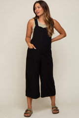 Black Sleeveless Cropped Maternity Jumpsuit