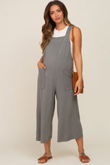 Olive Sleeveless Cropped Maternity Jumpsuit