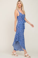 Blue Tie Dye Sleeveless Wide Leg Jumpsuit