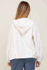 Ivory Corduroy Button Up Hooded Maternity Jacket