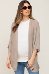 Beige Dolman Short Sleeve Maternity Cardigan