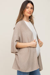 Beige Dolman Short Sleeve Maternity Cardigan