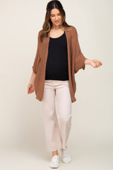 Mocha Dolman Short Sleeve Maternity Cardigan