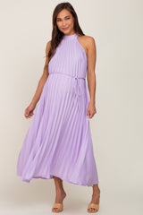 Lavender Pleated Maternity Halter Dress