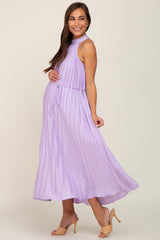 Lavender Pleated Maternity Halter Dress