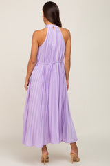 Lavender Pleated Maternity Halter Dress