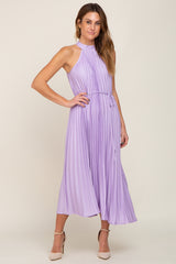 Lavender Pleated Maternity Halter Dress