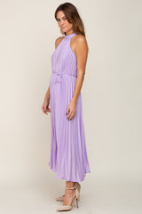 Lavender Pleated Halter Dress