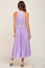 Lavender Pleated Halter Dress