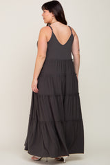 Charcoal Tiered Sleeveless Plus Maxi Dress