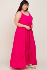 Fuchsia Tiered Sleeveless Plus Maxi Dress