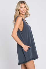 Charcoal Rounded V-Neck Sleeveless Romper