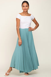 Light Olive Pleated Maxi Skirt