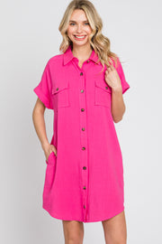 Fuchsia Button Down Dress