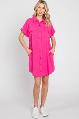 Fuchsia Button Down Dress