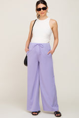 Lavender Drawstring Wide Leg Maternity Pants