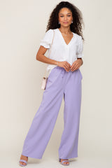 Lavender Drawstring Wide Leg Maternity Pants