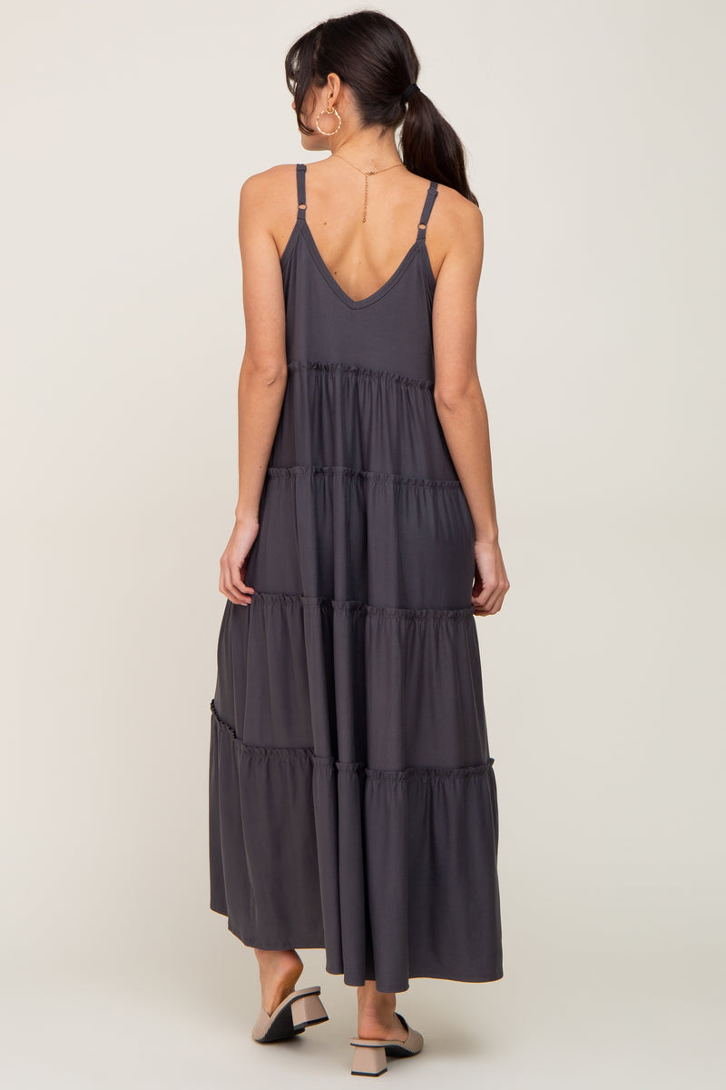 Charcoal Tiered Sleeveless Maxi Dress – PinkBlush