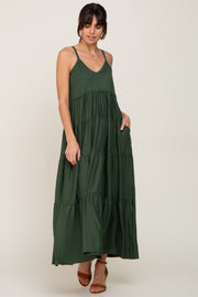 Green Tiered Sleeveless Maxi Dress