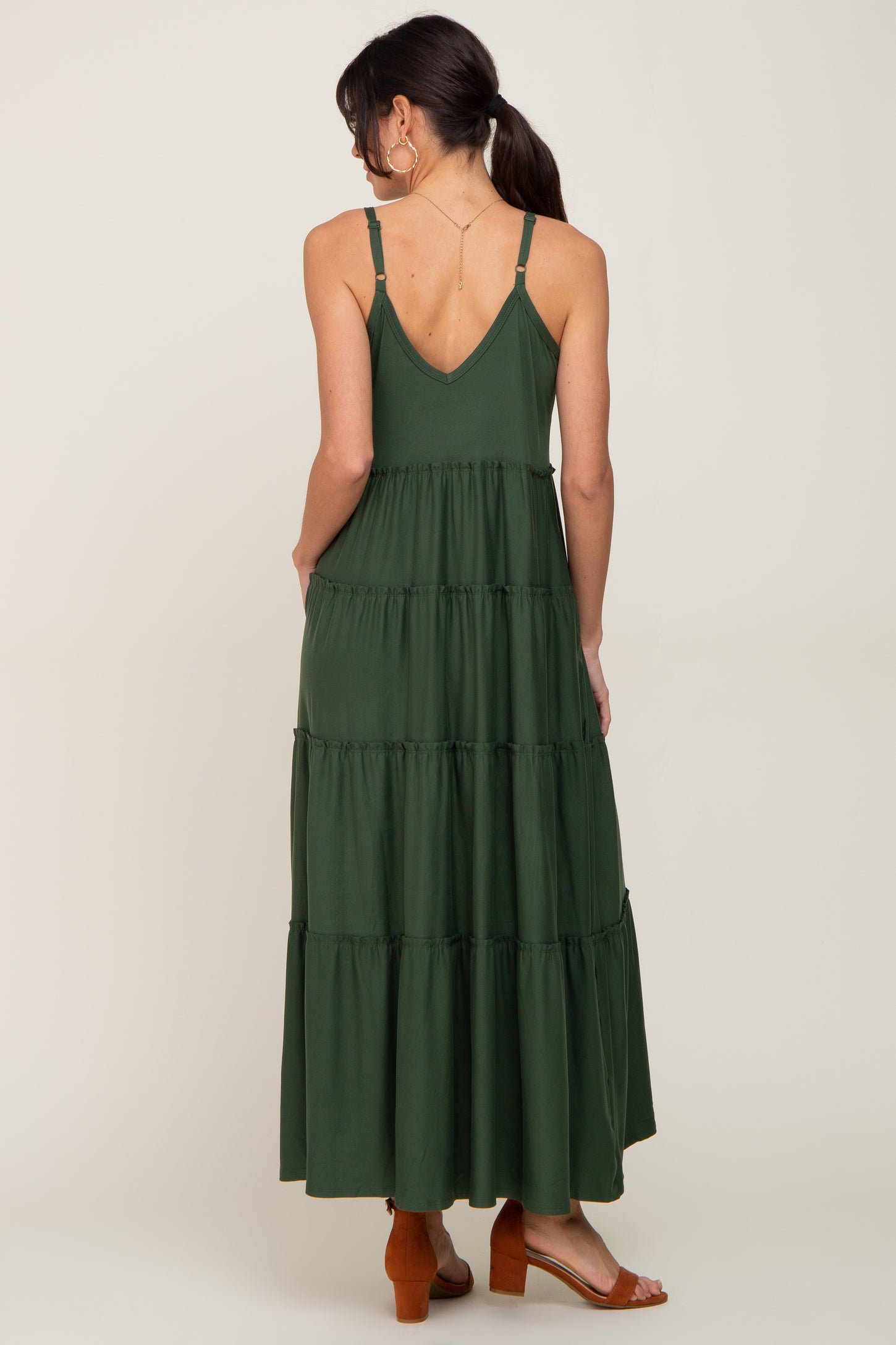 Green Tiered Sleeveless Maxi Dress – PinkBlush