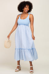 Light Blue Gingham Colorblock Dress