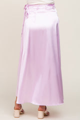 Lavender Hi-Lo Satin Maternity Wrap Skirt