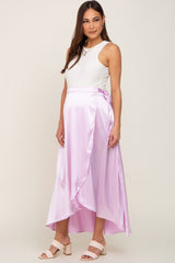 Lavender Hi-Lo Satin Maternity Wrap Skirt