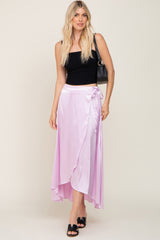 Lavender Hi-Lo Satin Maternity Wrap Skirt