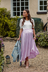 Lavender Hi-Lo Satin Maternity Wrap Skirt