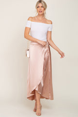 Gold Hi-Lo Satin Maternity Wrap Skirt