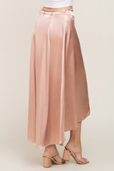 Gold Hi-Lo Satin Wrap Skirt