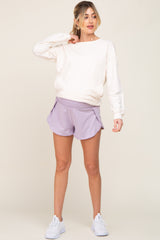 Lavender Wrap Side Maternity Track Shorts