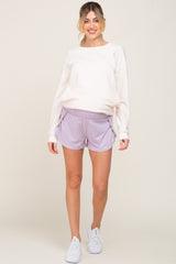 Lavender Wrap Side Maternity Track Shorts