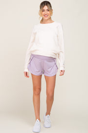 Lavender Wrap Side Maternity Track Shorts