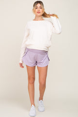 Lavender Wrap Side Maternity Track Shorts