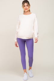 Purple Side Pocket Maternity Active Cropped Legging