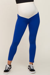 Royal Blue Side Pocket Maternity Active Cropped Legging