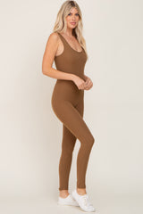 Mocha Ribbed Bodycon Jumpsuit