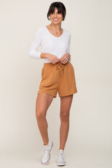 Yellow Drawstring Linen Shorts