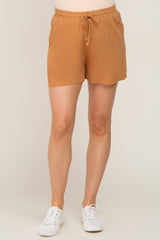 Yellow Drawstring Linen Maternity Shorts